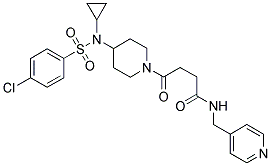 4-[4-[((4-CHLOROPHENYL)SULPHONYL)CYCLOPROPYLAMINO]PIPERIDIN-1-YL]-4-OXO-N-(4-PYRIDINYLMETHYL)BUTANAMIDE 结构式