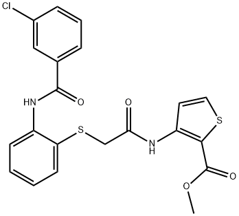 METHYL 3-([2-((2-[(3-CHLOROBENZOYL)AMINO]PHENYL)SULFANYL)ACETYL]AMINO)-2-THIOPHENECARBOXYLATE 结构式