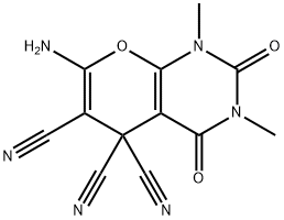 7-AMINO-1,3-DIMETHYL-2,4-DIOXO-1,2,3,4-TETRAHYDRO-5H-PYRANO[2,3-D]PYRIMIDINE-5,5,6-TRICARBONITRILE 结构式