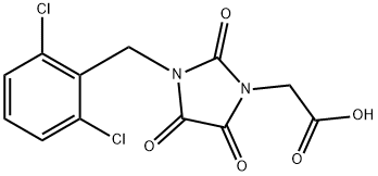 2-[3-(2,6-DICHLOROBENZYL)-2,4,5-TRIOXO-1-IMIDAZOLIDINYL]ACETIC ACID 结构式