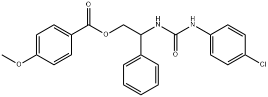 2-([(4-CHLOROANILINO)CARBONYL]AMINO)-2-PHENYLETHYL 4-METHOXYBENZENECARBOXYLATE 结构式