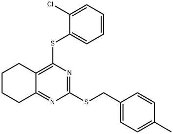2-CHLOROPHENYL 2-[(4-METHYLBENZYL)SULFANYL]-5,6,7,8-TETRAHYDRO-4-QUINAZOLINYL SULFIDE 结构式