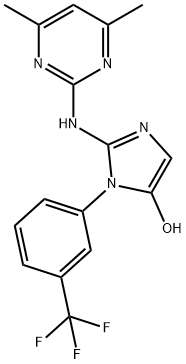 2-[(4,6-Dimethylpyrimidin-2-yl)amino]-1-[3-(trifluoromethyl)phenyl]-1H-imidazol-5-ol 结构式