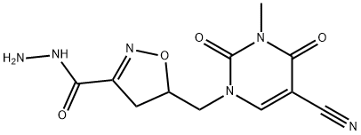 5-([5-Cyano-3-methyl-2,4-dioxo-3,4-dihydro-1(2H)-pyrimidinyl]methyl)-4,5-dihydro-3-isoxazolecarbohydrazide 结构式