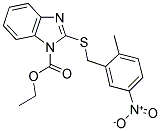 Ethyl 2-(2-methyl-5-nitrobenzylthio)-1H-benzo[d]imidazole-1-carboxylate 结构式