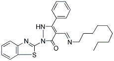 (E)-1-(BENZO[D]THIAZOL-2-YL)-4-((NONYLIMINO)METHYL)-3-PHENYL-1,2-DIHYDROPYRAZOL-5-ONE 结构式