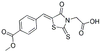 4-(3-CARBOXYMETHYL-4-OXO-2-THIOXO-THIAZOLIDIN-5-YLIDENEMETHYL)-BENZOIC ACID METHYL ESTER 结构式