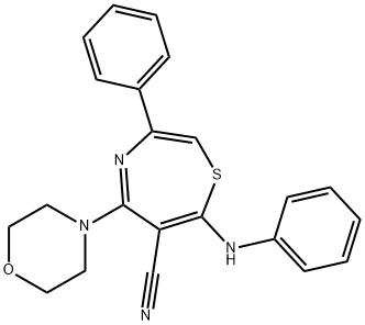 7-ANILINO-5-MORPHOLINO-3-PHENYL-1,4-THIAZEPINE-6-CARBONITRILE 结构式