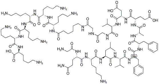 H-GLY-GLN-LYS-LEU-VAL-PHE-PHE-ALA-GLU-ASP-VAL-GLY-GLY-EPSILON-AMINOCAPROYL-LYS-LYS-LYS-LYS-LYS-LYS-OH 结构式