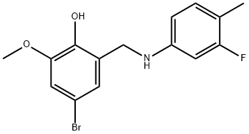 4-BROMO-2-[(3-FLUORO-4-METHYLANILINO)METHYL]-6-METHOXYBENZENOL 结构式
