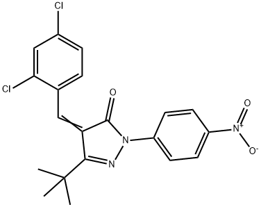 4-((2,4-DICHLOROPHENYL)METHYLENE)-3-(TERT-BUTYL)-1-(4-NITROPHENYL)-2-PYRAZOLIN-5-ONE 结构式