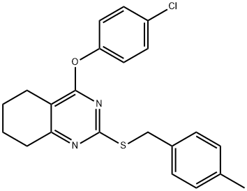 4-(4-CHLOROPHENOXY)-2-[(4-METHYLBENZYL)SULFANYL]-5,6,7,8-TETRAHYDROQUINAZOLINE 结构式