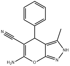 6-氨基-3-甲基-4-苯基-2,4-二氢吡喃并[2,3-C]吡唑-5-甲腈 结构式