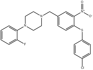 1-(4-[(4-CHLOROPHENYL)SULFANYL]-3-NITROBENZYL)-4-(2-FLUOROPHENYL)PIPERAZINE 结构式