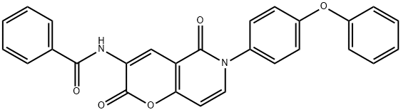N-[2,5-DIOXO-6-(4-PHENOXYPHENYL)-5,6-DIHYDRO-2H-PYRANO[3,2-C]PYRIDIN-3-YL]BENZENECARBOXAMIDE 结构式