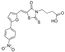 4-(5-[5-(4-Nitro-phenyl)-furan-2-ylmethylene]-4-oxo-2-thioxo-thiazolidin-3-yl)-butyric acid 结构式