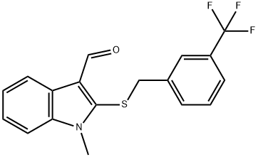 1-METHYL-2-([3-(TRIFLUOROMETHYL)BENZYL]SULFANYL)-1H-INDOLE-3-CARBALDEHYDE 结构式