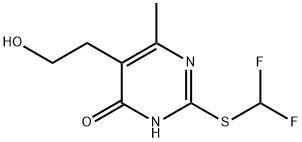 2-[(DIFLUOROMETHYL)SULFANYL]-5-(2-HYDROXYETHYL)-6-METHYL-4(3H)-PYRIMIDINONE 结构式