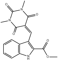 Methyl 3-([1,3-dimethyl-2,4,6-trioxotetrahydro-5(2H)-pyrimidinyliden]methyl)-1H-indole-2-carboxylate 结构式