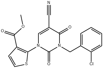 METHYL 2-[3-(2-CHLOROBENZYL)-5-CYANO-2,4-DIOXO-3,4-DIHYDRO-1(2H)-PYRIMIDINYL]-3-THIOPHENECARBOXYLATE 结构式