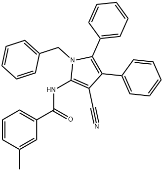 N-(1-BENZYL-3-CYANO-4,5-DIPHENYL-1H-PYRROL-2-YL)-3-METHYLBENZENECARBOXAMIDE 结构式
