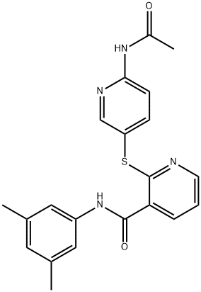 2-([6-(Acetylamino)-3-pyridinyl]sulfanyl)-N-(3,5-dimethylphenyl)nicotinamide 结构式