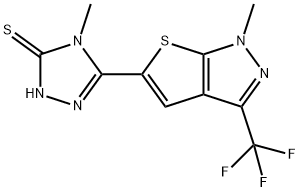 4-METHYL-5-[1-METHYL-3-(TRIFLUOROMETHYL)-1H-THIENO[2,3-C]PYRAZOL-5-YL]-4H-1,2,4-TRIAZOLE-3-THIOL 结构式