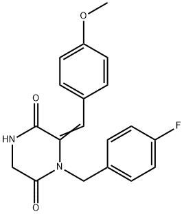 1-(4-FLUOROBENZYL)-6-[(4-METHOXYPHENYL)METHYLENE]TETRAHYDRO-2,5-PYRAZINEDIONE 结构式