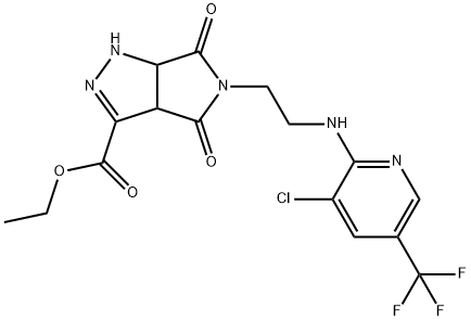 ETHYL 5-(2-([3-CHLORO-5-(TRIFLUOROMETHYL)-2-PYRIDINYL]AMINO)ETHYL)-4,6-DIOXO-1,3A,4,5,6,6A-HEXAHYDROPYRROLO[3,4-C]PYRAZOLE-3-CARBOXYLATE 结构式