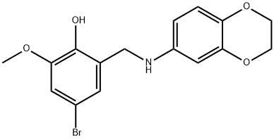 4-BROMO-2-[(2,3-DIHYDRO-1,4-BENZODIOXIN-6-YLAMINO)METHYL]-6-METHOXYBENZENOL 结构式