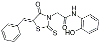 2-[(5Z)-5-BENZYLIDENE-4-OXO-2-THIOXO-1,3-THIAZOLIDIN-3-YL]-N-(2-HYDROXYPHENYL)ACETAMIDE 结构式