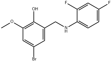 4-BROMO-2-[(2,4-DIFLUOROANILINO)METHYL]-6-METHOXYBENZENOL 结构式
