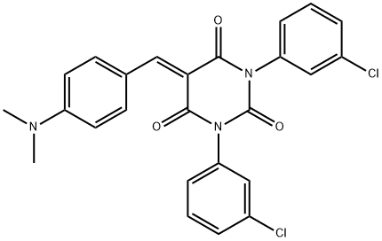 1,3-BIS(3-CHLOROPHENYL)-5-((4-(DIMETHYLAMINO)PHENYL)METHYLENE)-1,3-DIAZAPERHYDROINE-2,4,6-TRIONE 结构式