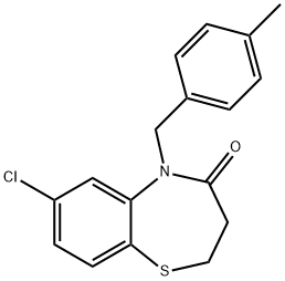 7-CHLORO-5-(4-METHYLBENZYL)-2,3-DIHYDRO-1,5-BENZOTHIAZEPIN-4(5H)-ONE 结构式