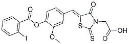 ((5Z)-5-{4-[(2-IODOBENZOYL)OXY]-3-METHOXYBENZYLIDENE}-4-OXO-2-THIOXO-1,3-THIAZOLIDIN-3-YL)ACETIC ACID 结构式