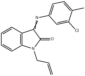 1-ALLYL-3-[(3-CHLORO-4-METHYLPHENYL)IMINO]-1,3-DIHYDRO-2H-INDOL-2-ONE 结构式