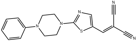 2-([2-(4-PHENYLPIPERAZINO)-1,3-THIAZOL-5-YL]METHYLENE)MALONONITRILE 结构式
