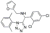 N-{(2,4-DICHLOROPHENYL)[1-(2,6-DIMETHYLPHENYL)-1H-TETRAZOL-5-YL]METHYL}-N-(2-FURYLMETHYL)AMINE 结构式