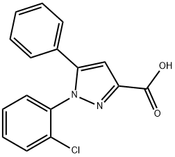 1-(2-CHLOROPHENYL)-5-PHENYL-1-H-PYRAZOLE-3-CARBOXYLIC ACID 结构式