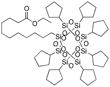 ETHYL 3,5,7,9,11,13,15-HEPTACYCLOPENTYLPENTACYCLO[9.5.1.1(3,9).1(5,15).1(7,13)]OCTASILOXANE-1-UNDECANOATE 结构式