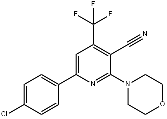 6-(4-CHLOROPHENYL)-2-MORPHOLINO-4-(TRIFLUOROMETHYL)NICOTINONITRILE 结构式
