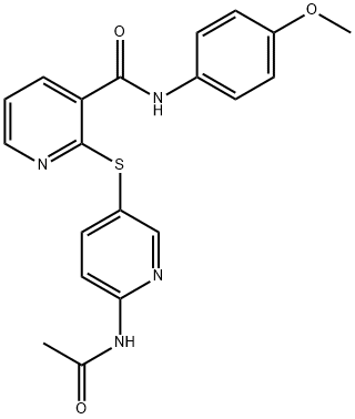 2-([6-(ACETYLAMINO)-3-PYRIDINYL]SULFANYL)-N-(4-METHOXYPHENYL)NICOTINAMIDE 结构式