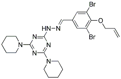 (E)-2-(2-(4-(ALLYLOXY)-3,5-DIBROMOBENZYLIDENE)HYDRAZINYL)-4,6-DI(PIPERIDIN-1-YL)-1,3,5-TRIAZINE 结构式