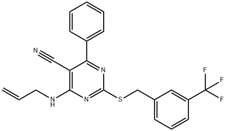 4-(ALLYLAMINO)-6-PHENYL-2-([3-(TRIFLUOROMETHYL)BENZYL]SULFANYL)-5-PYRIMIDINECARBONITRILE 结构式