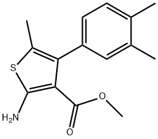 2-氨基-4-(3,4-二甲基苯基)-5-甲基-噻吩-3-羧酸甲酯 结构式