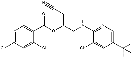 2-([3-CHLORO-5-(TRIFLUOROMETHYL)-2-PYRIDINYL]AMINO)-1-(CYANOMETHYL)ETHYL 2,4-DICHLOROBENZENECARBOXYLATE 结构式