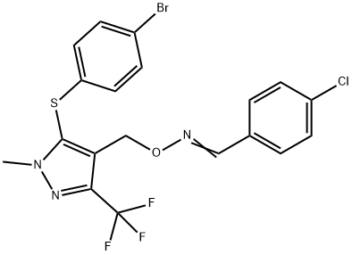 4-CHLOROBENZENECARBALDEHYDE O-([5-[(4-BROMOPHENYL)SULFANYL]-1-METHYL-3-(TRIFLUOROMETHYL)-1H-PYRAZOL-4-YL]METHYL)OXIME 结构式