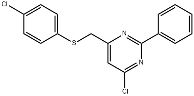 4-Chloro-6-([(4-chlorophenyl)sulfanyl]methyl)-2-phenylpyrimidine 结构式