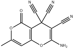 2-AMINO-7-METHYL-5-OXO-4H,5H-PYRANO[4,3-B]PYRAN-3,4,4-TRICARBONITRILE 结构式