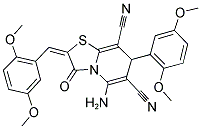 (E)-5-AMINO-2-(2,5-DIMETHOXYBENZYLIDENE)-7-(2,5-DIMETHOXYPHENYL)-3-OXO-3,7-DIHYDRO-2H-THIAZOLO[3,2-A]PYRIDINE-6,8-DICARBONITRILE 结构式